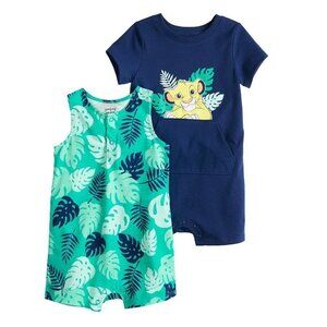 Disney Jumping Beans Baby Boys 2-Piece Romper Set Lion King & Tropical Print 3M
